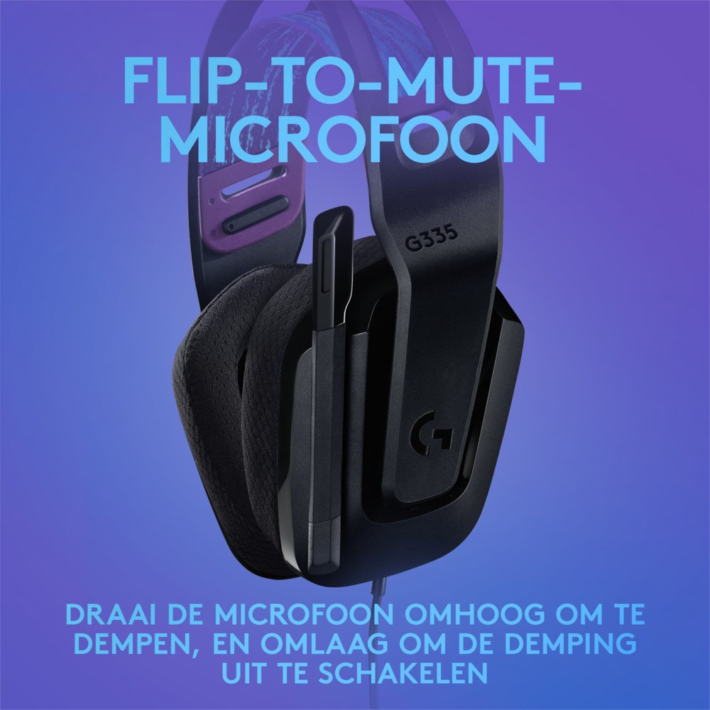 Logitech G335 | On-Ear Gaming Headset 3,5mm Connector | Zwart 8 Logitech G335 | On-Ear Gaming Headset 3,5mm Connector | Zwart - Afbeelding 8
