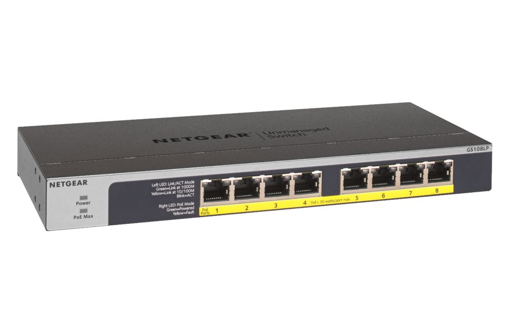 NETGEAR GS108LP | Unmanaged Switch | 8 Poorten | Gigabit Ethernet (10/100/1000 Mbps) | 8x PoE+ (60W) | FlexPoE | Fanless | 1U Rackmount 3 NETGEAR GS108LP | Unmanaged Switch | 8 Poorten | Gigabit Ethernet (10/100/1000 Mbps) | 8x PoE+ (60W) | FlexPoE | Fanless | 1U Rackmount - Afbeelding 3