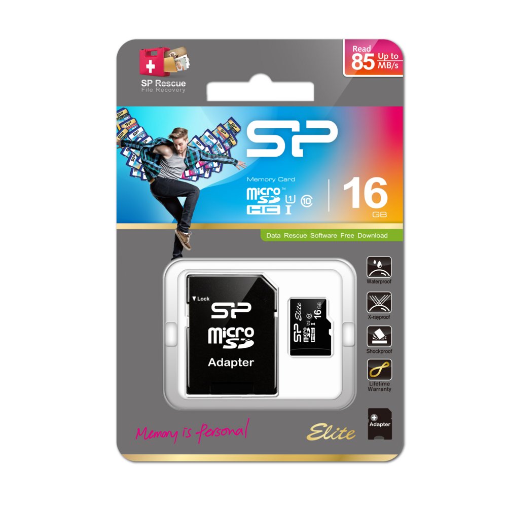 Silicon Power Elite | MicroSDHC | 16GB | Class 10 | UHS-I U1 | Tot 85MB/s | Inclusief SD-adapter | Zwart 4 Silicon Power Elite | MicroSDHC | 16GB | Class 10 | UHS-I U1 | Tot 85MB/s | Inclusief SD-adapter | Zwart - Afbeelding 4