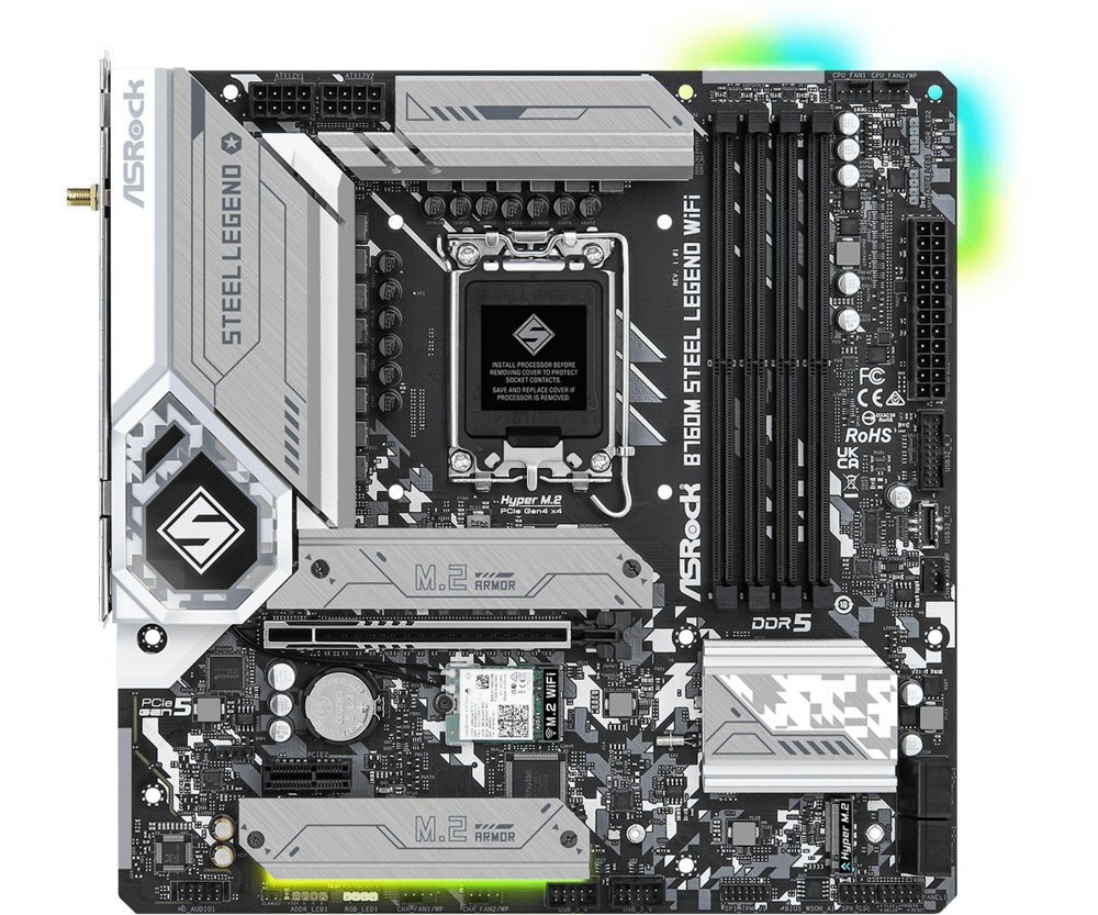 Asrock B760M Steel Legend WiFi | Socket LGA 1700 | Intel B760 | 4xDDR5 | Micro-ATX | Moederbord 1 Asrock B760M Steel Legend WiFi | Socket LGA 1700 | Intel B760 | 4xDDR5 | Micro-ATX | Moederbord