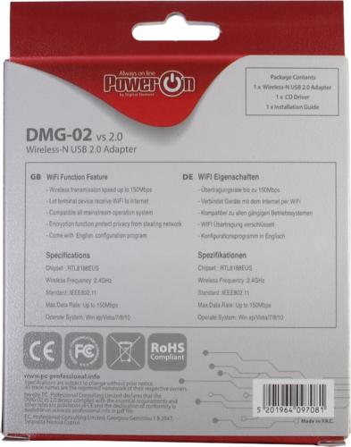 Inter-Tech DMG-02 | Wi-Fi 4 USB Nano Adapter | 150 Mbps | 2,4 GHz | USB 2.0 4 Inter-Tech DMG-02 | Wi-Fi 4 USB Nano Adapter | 150 Mbps | 2,4 GHz | USB 2.0 - Afbeelding 4