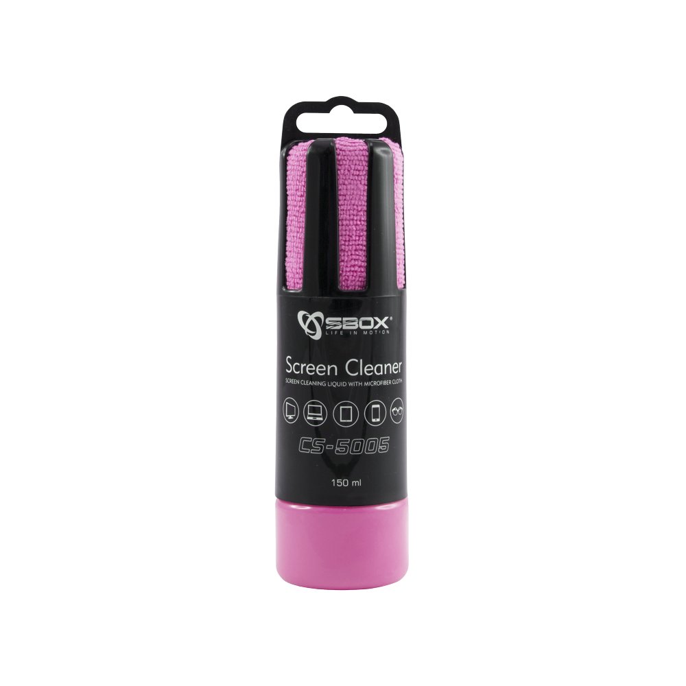 SBOX Schermreiniger CS-5005 | 150 ml | Met Microvezeldoekje | Roze 1 SBOX Schermreiniger CS-5005 | 150 ml | Met Microvezeldoekje | Roze
