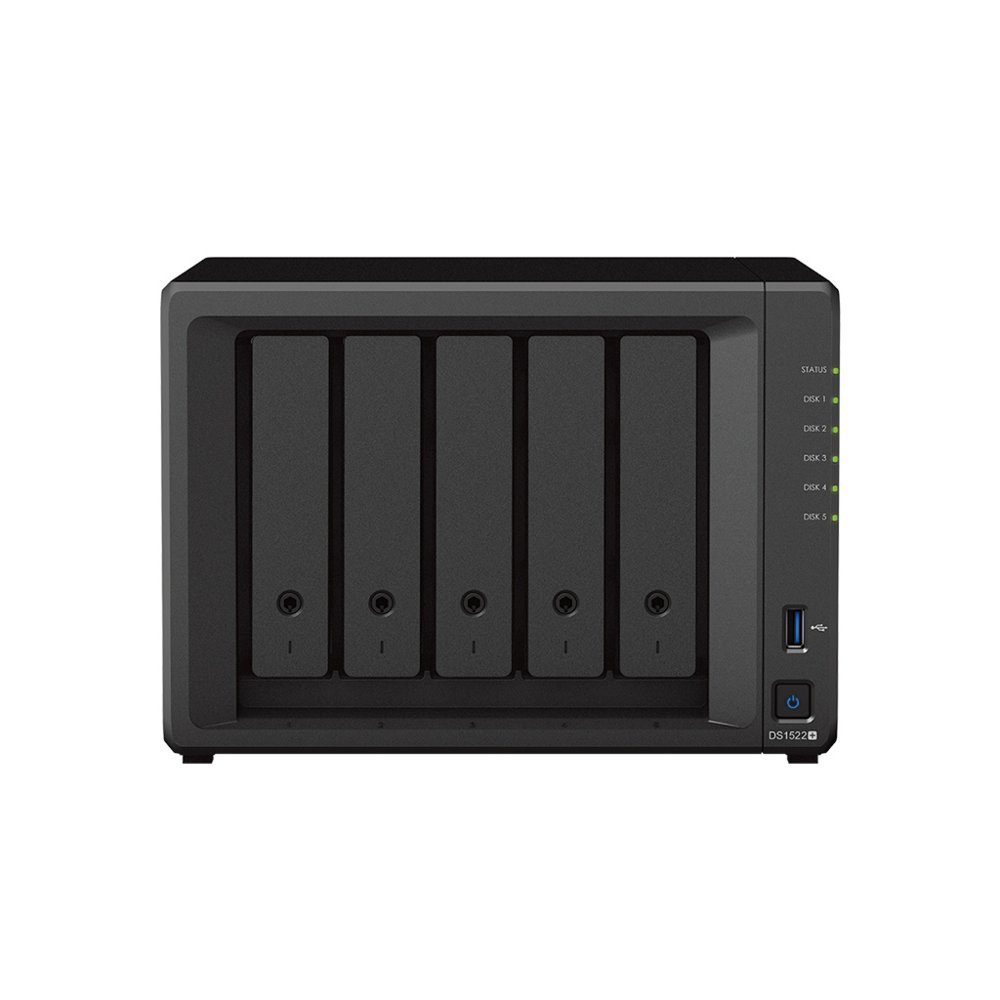 Synology DiskStation DS1522+ NAS | 5 Drive Bays | AMD Ryzen R1600 | 4x Gigabit Ethernet | Desktop | Zwart 2 Synology DiskStation DS1522+ NAS | 5 Drive Bays | AMD Ryzen R1600 | 4x Gigabit Ethernet | Desktop | Zwart - Afbeelding 2