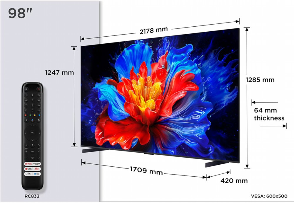 TCL 98P89K | 98" 4K Ultra HD QLED DLED Smart TV | Dolby Vision | HDR10+ | 144Hz (2025) 6 TCL 98P89K | 98" 4K Ultra HD QLED DLED Smart TV | Dolby Vision | HDR10+ | 144Hz (2025) - Afbeelding 6