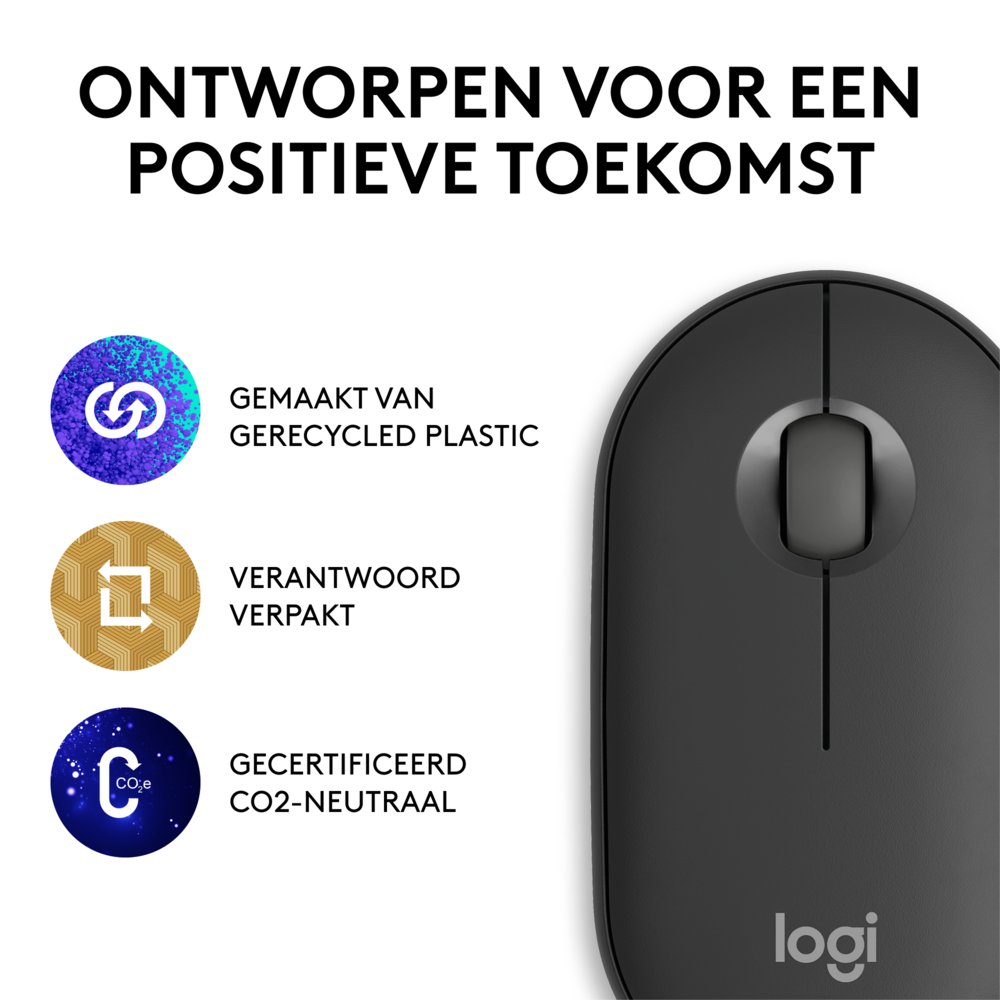 Logitech Pebble 2 M350s | Draadloze Muis | Links- en Rechtshandig | RF + Bluetooth | 4000 DPI | Grafiet 10 Logitech Pebble 2 M350s | Draadloze Muis | Links- en Rechtshandig | RF + Bluetooth | 4000 DPI | Grafiet - Afbeelding 10
