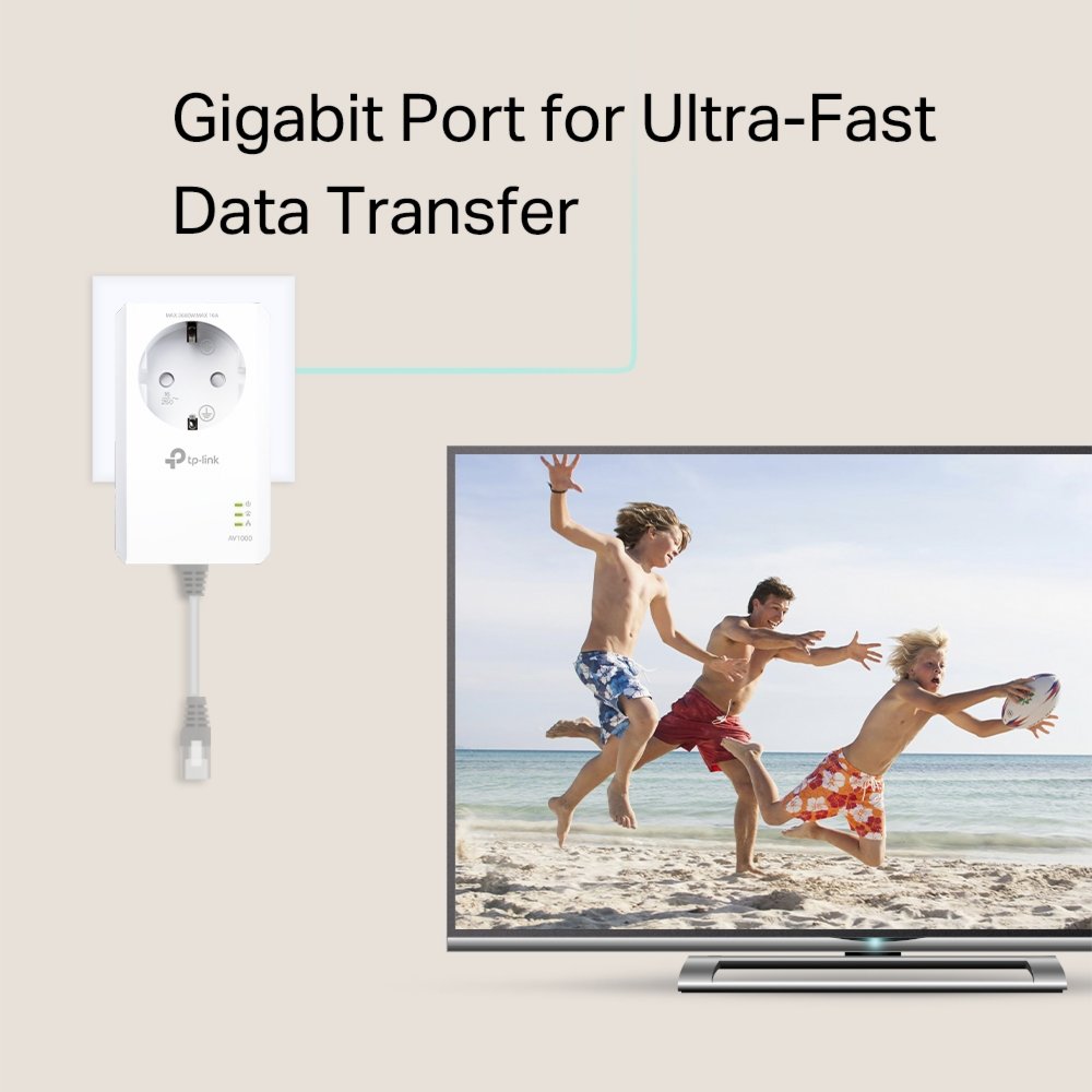 TP-Link AV1000 | Powerline Adapter Set | 1000 Mbps | Gigabit Ethernet | Starter Kit 4 TP-Link AV1000 | Powerline Adapter Set | 1000 Mbps | Gigabit Ethernet | Starter Kit - Afbeelding 4