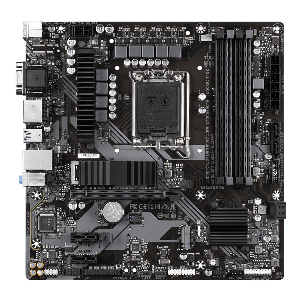 Gigabyte B760M DS3H DDR4 | Socket LGA 1700 | Intel B760 | 4xDDR4 | Micro-ATX | Moederbord 2 Gigabyte B760M DS3H DDR4 | Socket LGA 1700 | Intel B760 | 4xDDR4 | Micro-ATX | Moederbord - Afbeelding 2