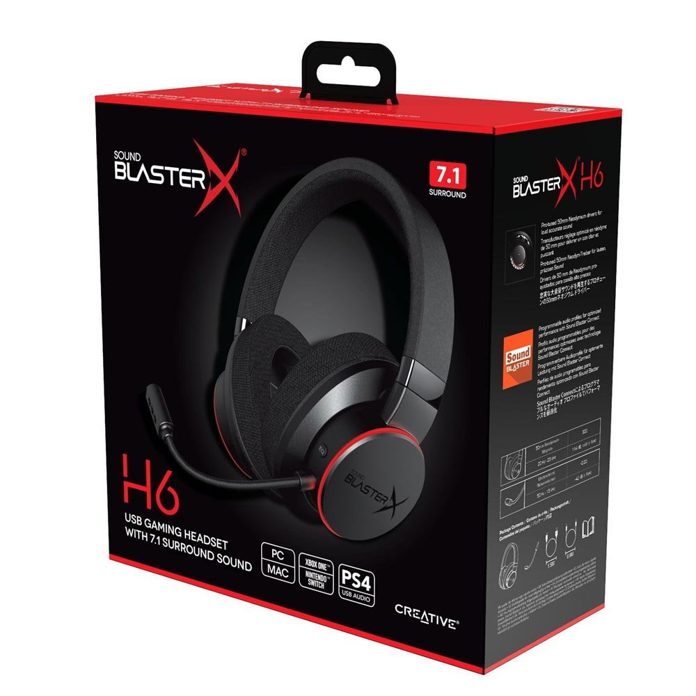 Creative Sound BlasterX H6 | Bedrade Over-ear Gaming Headset | USB-A & 3.5mm | Zwart & RGB 1 Creative Sound BlasterX H6 | Bedrade Over-ear Gaming Headset | USB-A & 3.5mm | Zwart & RGB