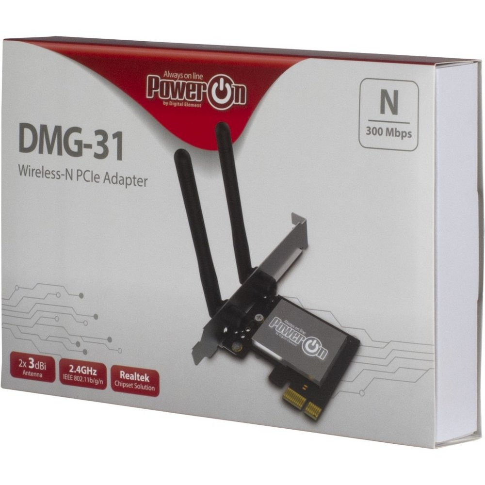 Inter-Tech DMG-31 | Interne WLAN-adapter | PCIe x1 | Wi-Fi 4 (802.11n) | 300 Mbps | 2x 3dBi antennes 3 Inter-Tech DMG-31 | Interne WLAN-adapter | PCIe x1 | Wi-Fi 4 (802.11n) | 300 Mbps | 2x 3dBi antennes - Afbeelding 3