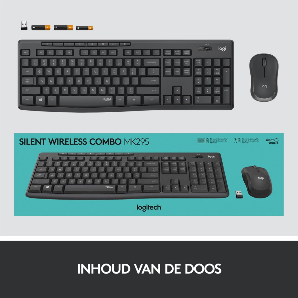 Logitech MK295 Silent | Draadloze Muis en Toetsenbordcombo | QWERTY 14 Logitech MK295 Silent | Draadloze Muis en Toetsenbordcombo | QWERTY - Afbeelding 14