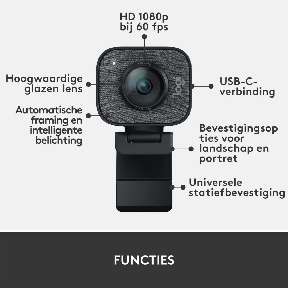 Logitech StreamCam | 1080p 60FPS USB-C Webcam met Microfoon | Grafiet 15 Logitech StreamCam | 1080p 60FPS USB-C Webcam met Microfoon | Grafiet - Afbeelding 15