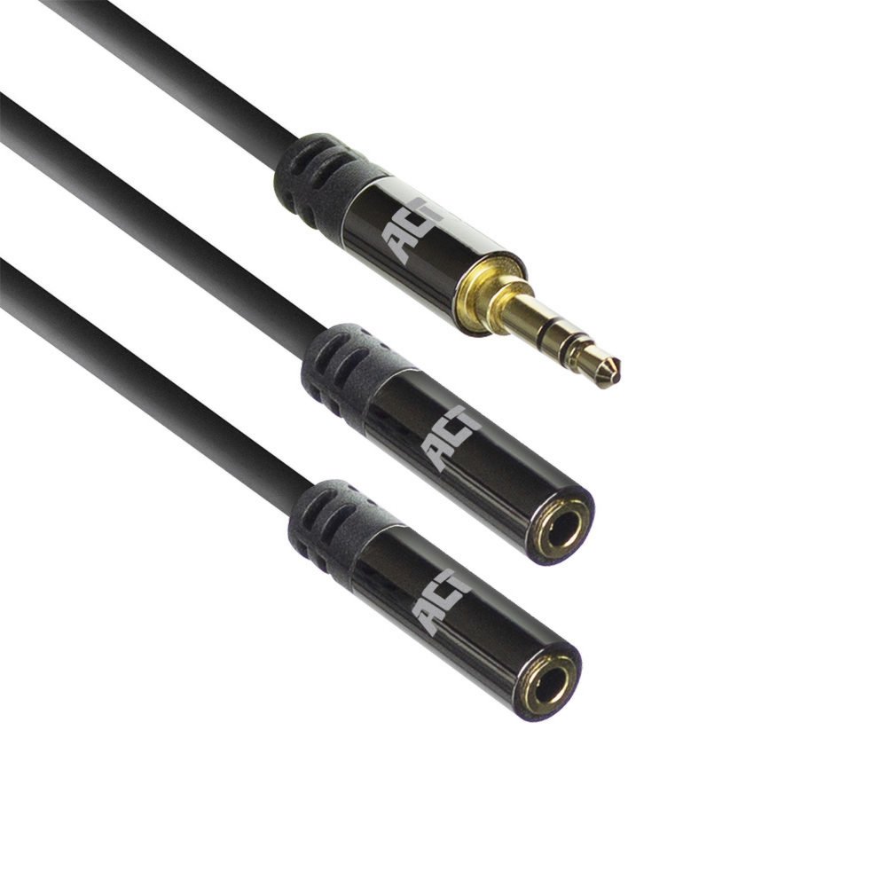 ACT AC3620 | 3.5mm Splitterkabel | 0,15 Meter | 1x Male naar 2x Female | Zwart 1 ACT AC3620 | 3.5mm Splitterkabel | 0