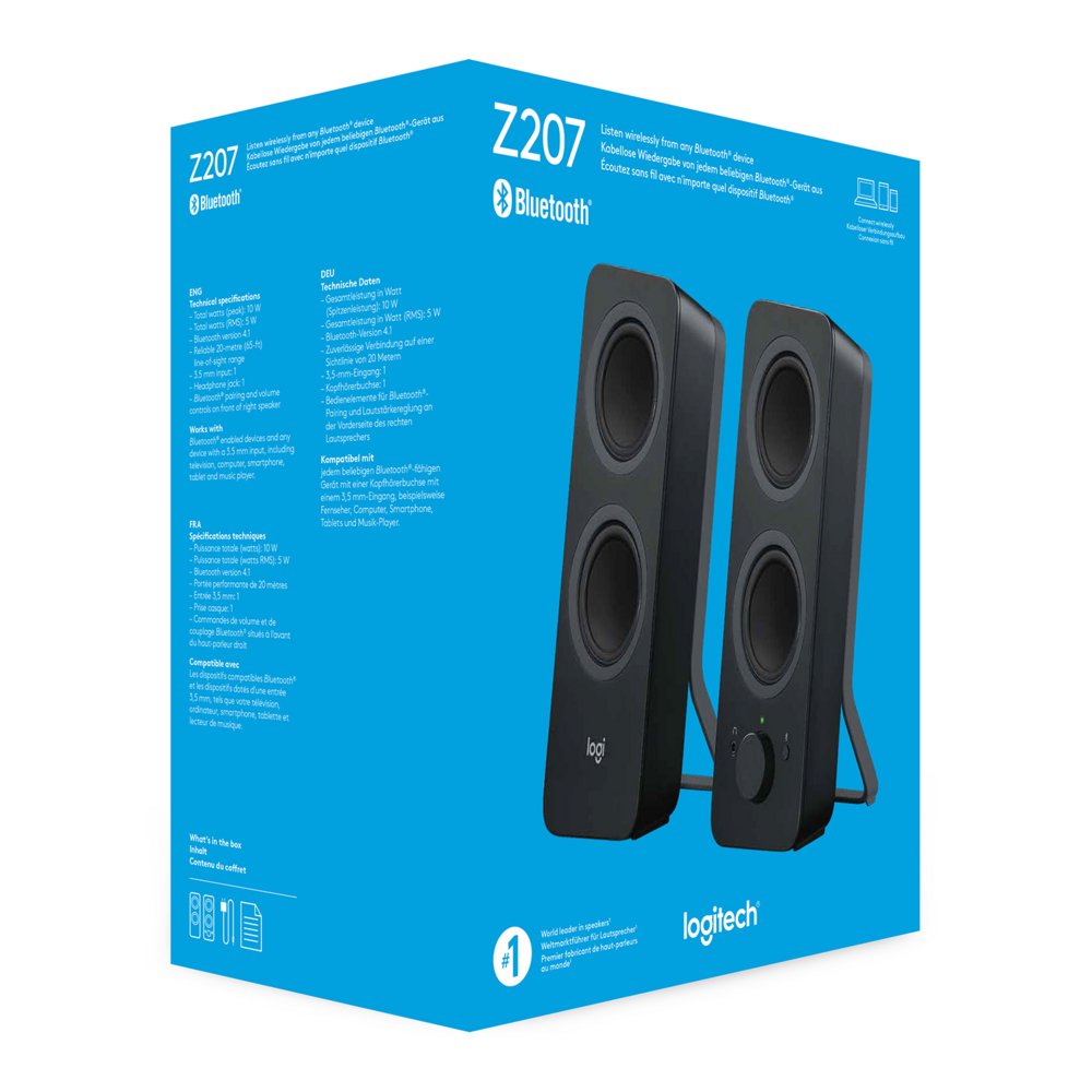 Logitech Z207 | 2.0 Bluetooth Luidsprekerset | 5W RMS | Draadloze Overgang | Zwart 7 Logitech Z207 | 2.0 Bluetooth Luidsprekerset | 5W RMS | Draadloze Overgang | Zwart - Afbeelding 7