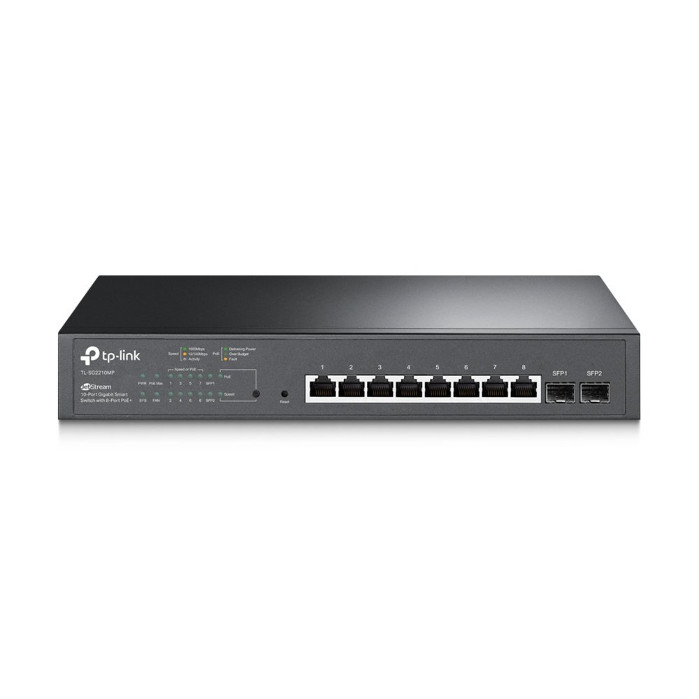 TP-Link TL-SG2210MP | Managed Smart Switch | 10 Poorten | Gigabit Ethernet (10/100/1000 Mbps) | 8x PoE+ 1 TP-Link TL-SG2210MP | Managed Smart Switch | 10 Poorten | Gigabit Ethernet (10/100/1000 Mbps) | 8x PoE+