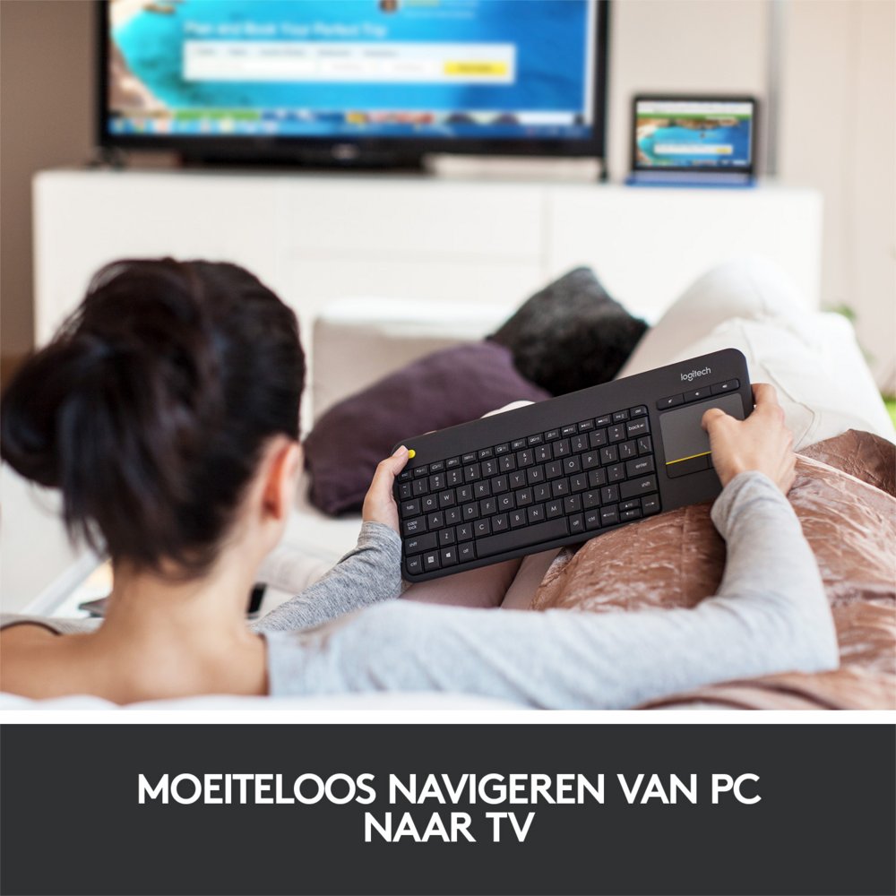 Logitech K400 | Draadloos Toetsenbord met Touchpad | QWERTY 3 Logitech K400 | Draadloos Toetsenbord met Touchpad | QWERTY - Afbeelding 3