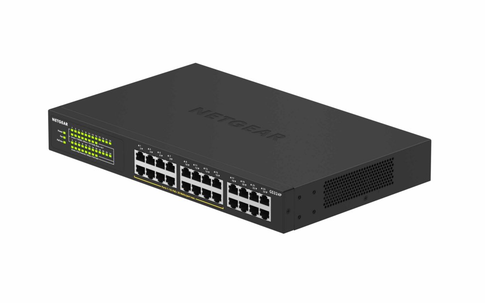 NETGEAR GS324P | Unmanaged | Gigabit Ethernet (10/100/1000 Mbps) | Power over Ethernet (PoE) | 1U 6 NETGEAR GS324P | Unmanaged | Gigabit Ethernet (10/100/1000 Mbps) | Power over Ethernet (PoE) | 1U - Afbeelding 6