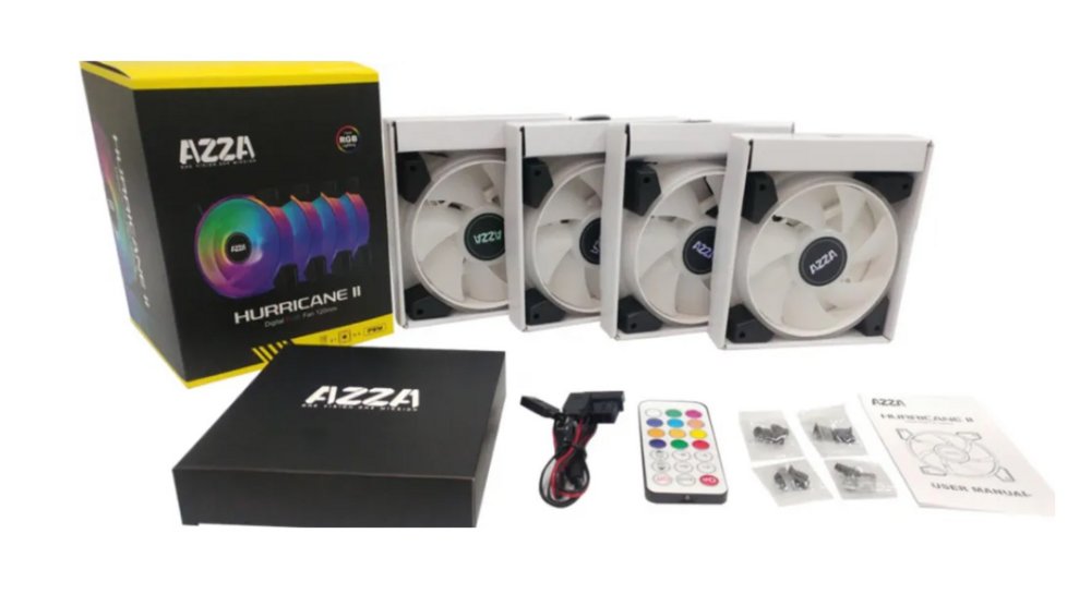 Azza Hurricane II RGB 4 Pack | 120mm Case Fans 2 Azza Hurricane II RGB 4 Pack | 120mm Case Fans - Afbeelding 2