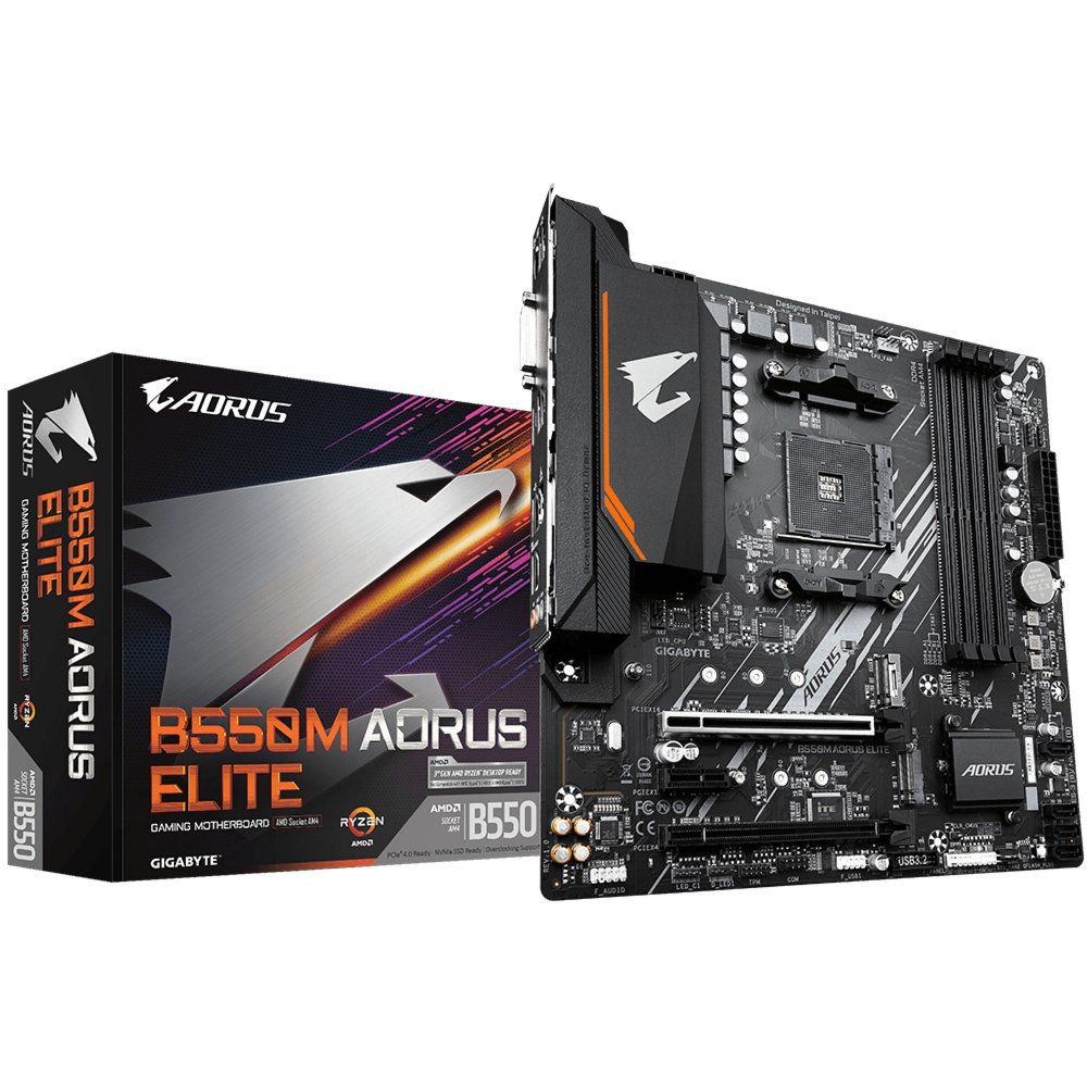 Gigabyte B550M AORUS ELITE | Socket AM4 | AMD B550 | 4xDDR4 | Micro-ATX | Moederbord 1 Gigabyte B550M AORUS ELITE | Socket AM4 | AMD B550 | 4xDDR4 | Micro-ATX | Moederbord