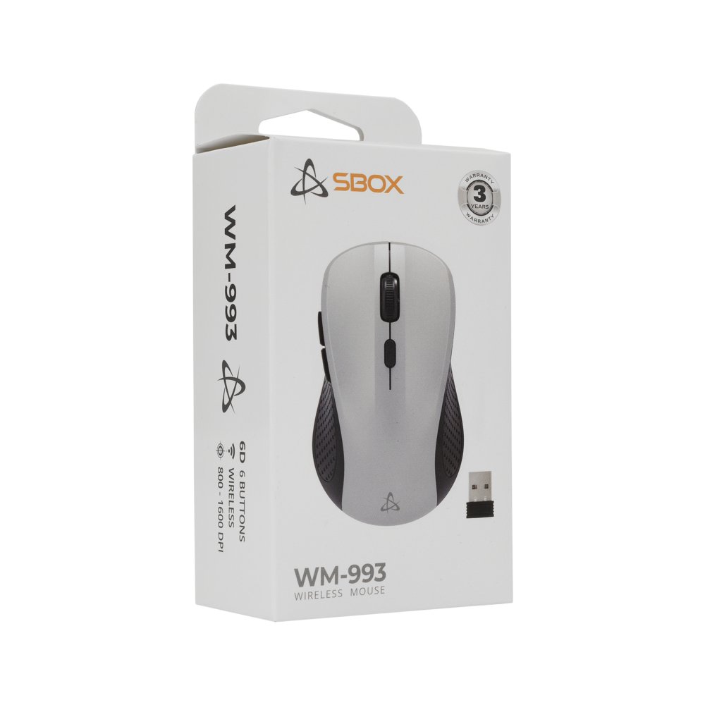 SBOX WM-993R | Draadloze Muis | Rechtshandig | RF | 1600 DPI | Zilver 6 SBOX WM-993R | Draadloze Muis | Rechtshandig | RF | 1600 DPI | Zilver - Afbeelding 6