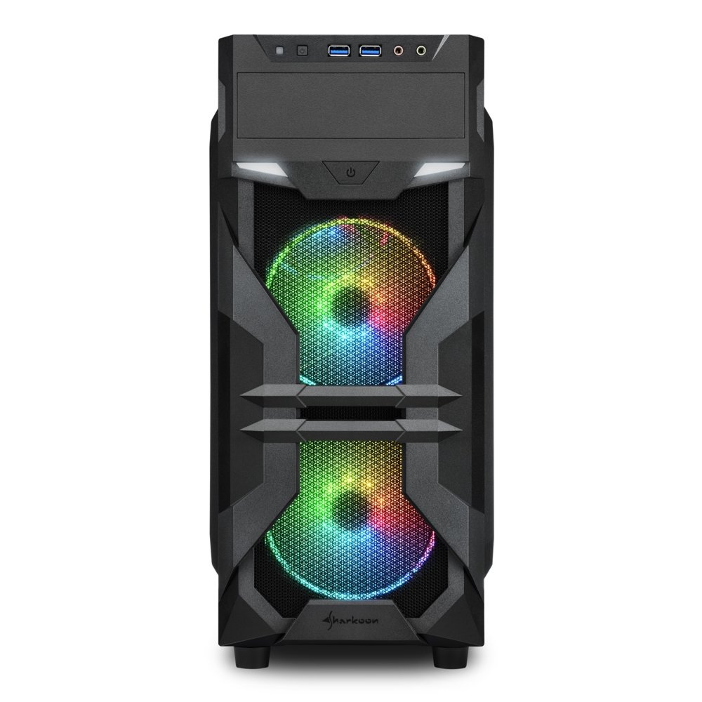 Sharkoon VG7-W RGB | Midi Tower Behuizing | Zwart | Met RGB-verlichting en Acryl Zijpaneel 2 Sharkoon VG7-W RGB | Midi Tower Behuizing | Zwart | Met RGB-verlichting en Acryl Zijpaneel - Afbeelding 2