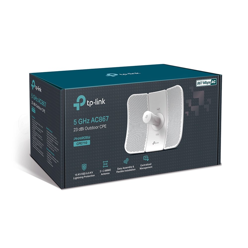 TP-Link CPE710 | WiFi 5 (802.11ac) Outdoor Access Point | 867 Mbit/s | PoE (met Adapter) | Inclusief Mastmontagebeugel 3 TP-Link CPE710 | WiFi 5 (802.11ac) Outdoor Access Point | 867 Mbit/s | PoE (met Adapter) | Inclusief Mastmontagebeugel - Afbeelding 3