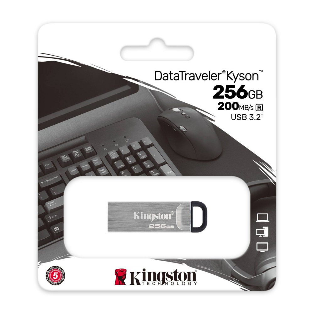 Kingston Kyson | 256GB USB-A 3.2 Flash Drive | Zilver 3 Kingston Kyson | 256GB USB-A 3.2 Flash Drive | Zilver - Afbeelding 3