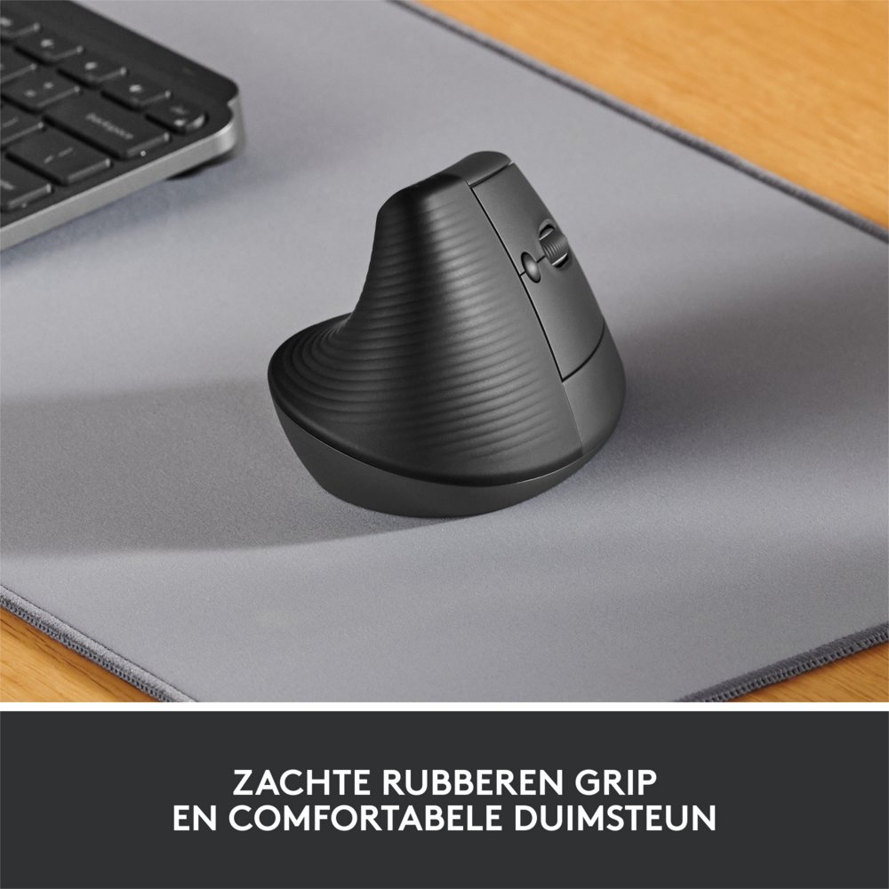 Logitech Lift | Ergonomische Draadloze Muis | Rechtshandig | RF + Bluetooth | 4000 DPI | Grafiet 6 Logitech Lift | Ergonomische Draadloze Muis | Rechtshandig | RF + Bluetooth | 4000 DPI | Grafiet - Afbeelding 6
