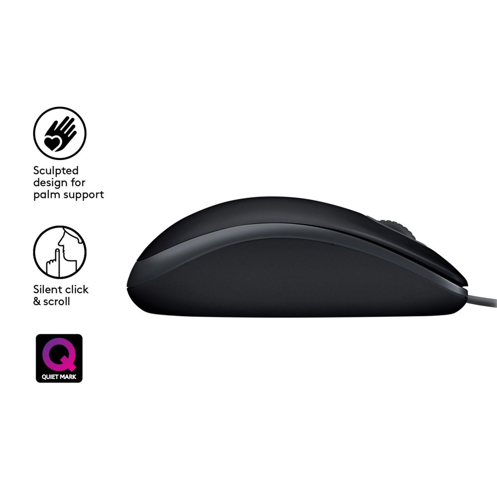 Logitech B110 Silent | Bekabelde Muis | Links- en Rechtshandig | USB-A | 1000 DPI | Zwart 5 Logitech B110 Silent | Bekabelde Muis | Links- en Rechtshandig | USB-A | 1000 DPI | Zwart - Afbeelding 5