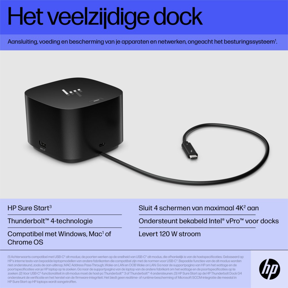 HP G4 Docking Station | Thunderbolt 120W | Zwart 8 HP G4 Docking Station | Thunderbolt 120W | Zwart - Afbeelding 8