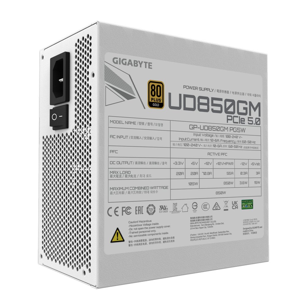 GIGABYTE UD850GM PG5W | 850 Watt Gold ATX 3.0 PSU | Modulair | Power Supply | Voeding 2 GIGABYTE UD850GM PG5W | 850 Watt Gold ATX 3.0 PSU | Modulair | Power Supply | Voeding - Afbeelding 2