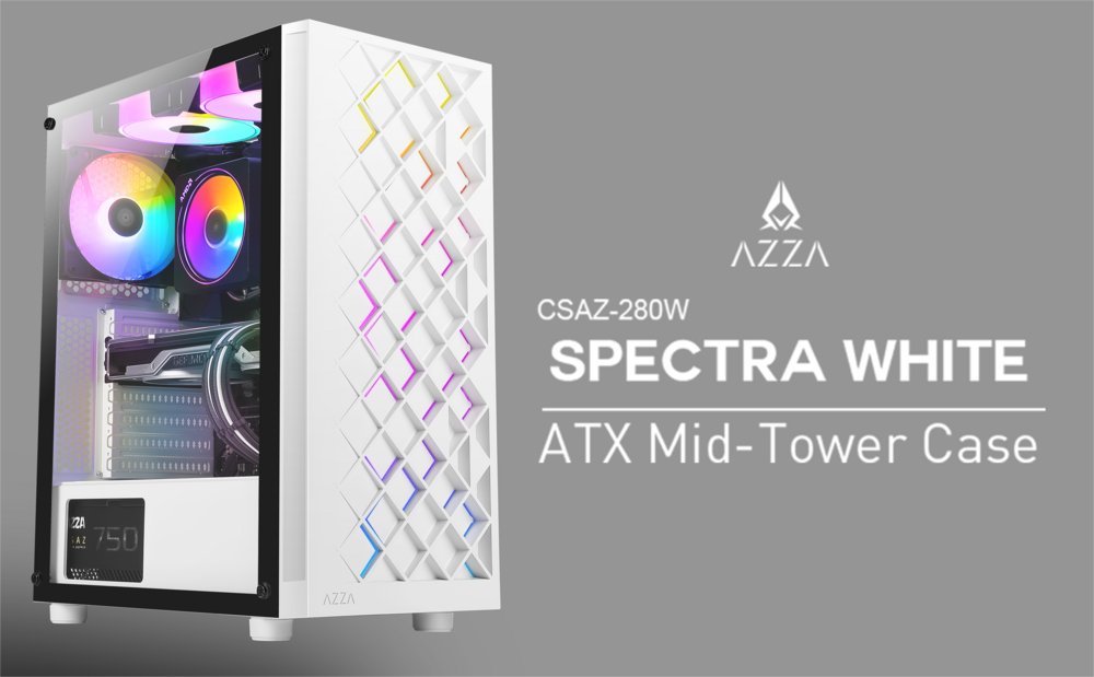Azza Spectra RGB | Midi Tower Case | Wit 2 Azza Spectra RGB | Midi Tower Case | Wit - Afbeelding 2