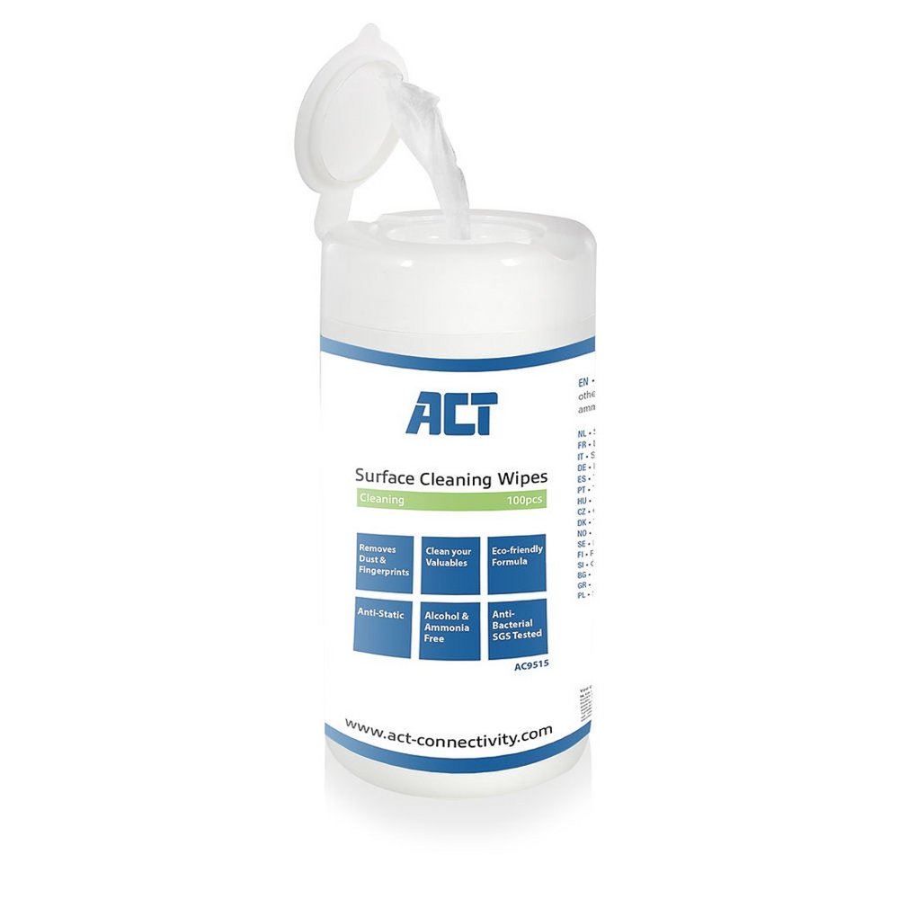 ACT AC9515 Schoonmaakdoekjes voor Beeldschermen | 100 stuks 1 ACT AC9515 Schoonmaakdoekjes voor Beeldschermen | 100 stuks