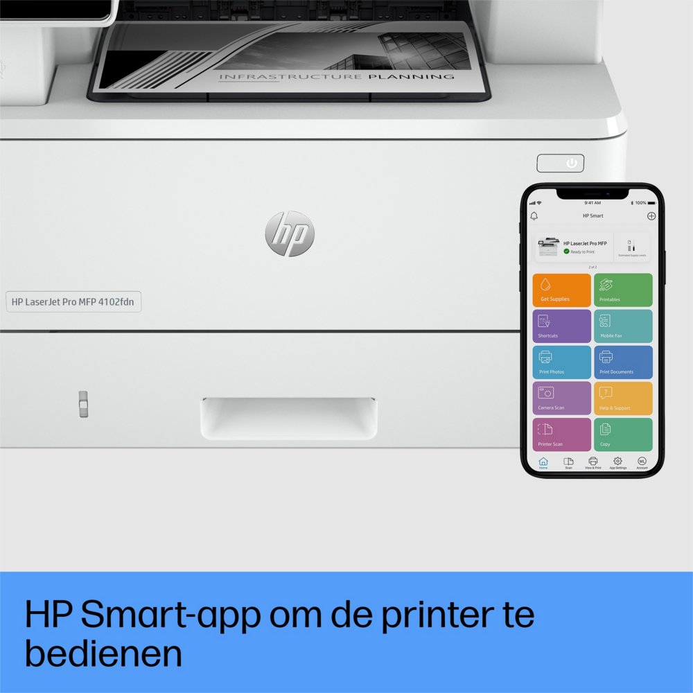 HP LaserJet Pro MFP 4102fdn AiO | 1200 x 1200 DPI | Zwart/Wit 4 HP LaserJet Pro MFP 4102fdn AiO | 1200 x 1200 DPI | Zwart/Wit - Afbeelding 4