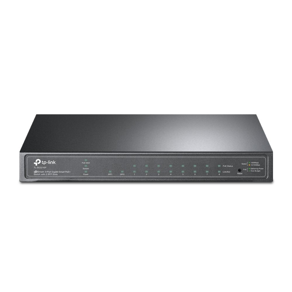 TP-Link TL-SG2210P | Managed Smart Switch | 10 Poorten | Gigabit Ethernet (10/100/1000 Mbps) | 8x PoE+ 2 TP-Link TL-SG2210P | Managed Smart Switch | 10 Poorten | Gigabit Ethernet (10/100/1000 Mbps) | 8x PoE+ - Afbeelding 2
