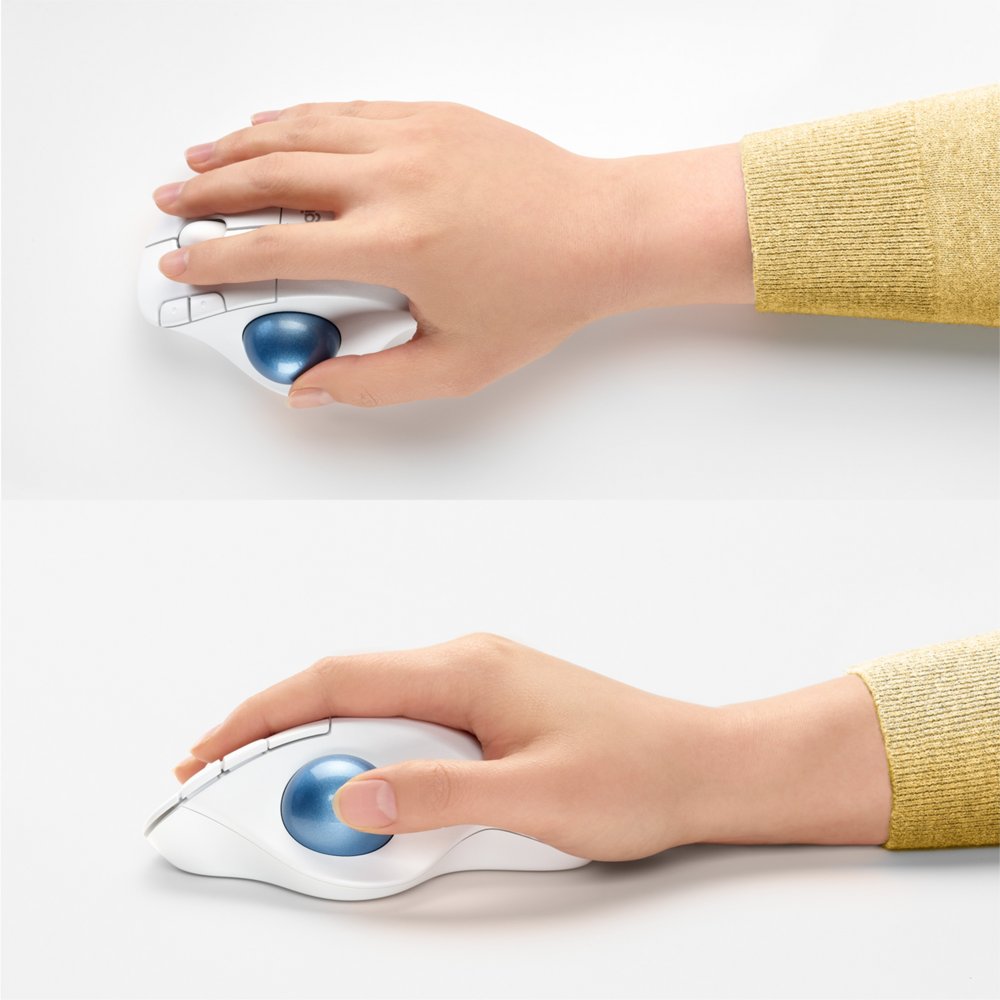 Logitech M575 Ergo Trackball | Ergonomische Draadloze Muis | Rechtshandig | RF + Bluetooth | 2000 DPI | Wit 3 Logitech M575 Ergo Trackball | Ergonomische Draadloze Muis | Rechtshandig | RF + Bluetooth | 2000 DPI | Wit - Afbeelding 3