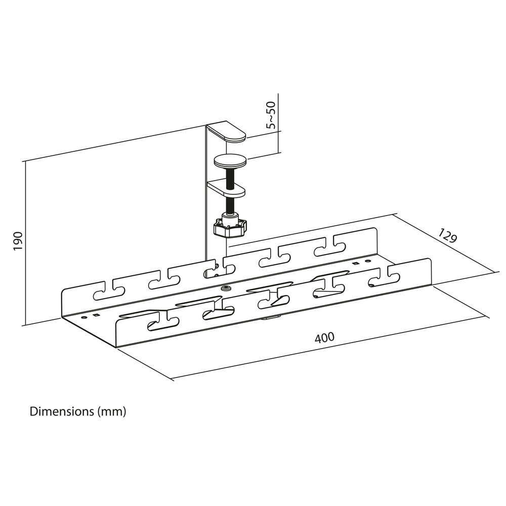 ACT Kabelgoot voor onder bureau | Klemsysteem | 40 cm | Zonder boren | Staal | Zwart 2 ACT Kabelgoot voor onder bureau | Klemsysteem | 40 cm | Zonder boren | Staal | Zwart - Afbeelding 2