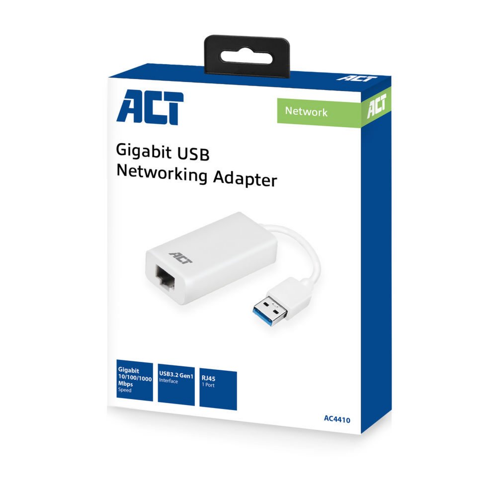 ACT AC4410 | USB 3.2 Gen1 Gigabit Ethernet Adapter | 1000 Mbps | Wit 3 ACT AC4410 | USB 3.2 Gen1 Gigabit Ethernet Adapter | 1000 Mbps | Wit - Afbeelding 3