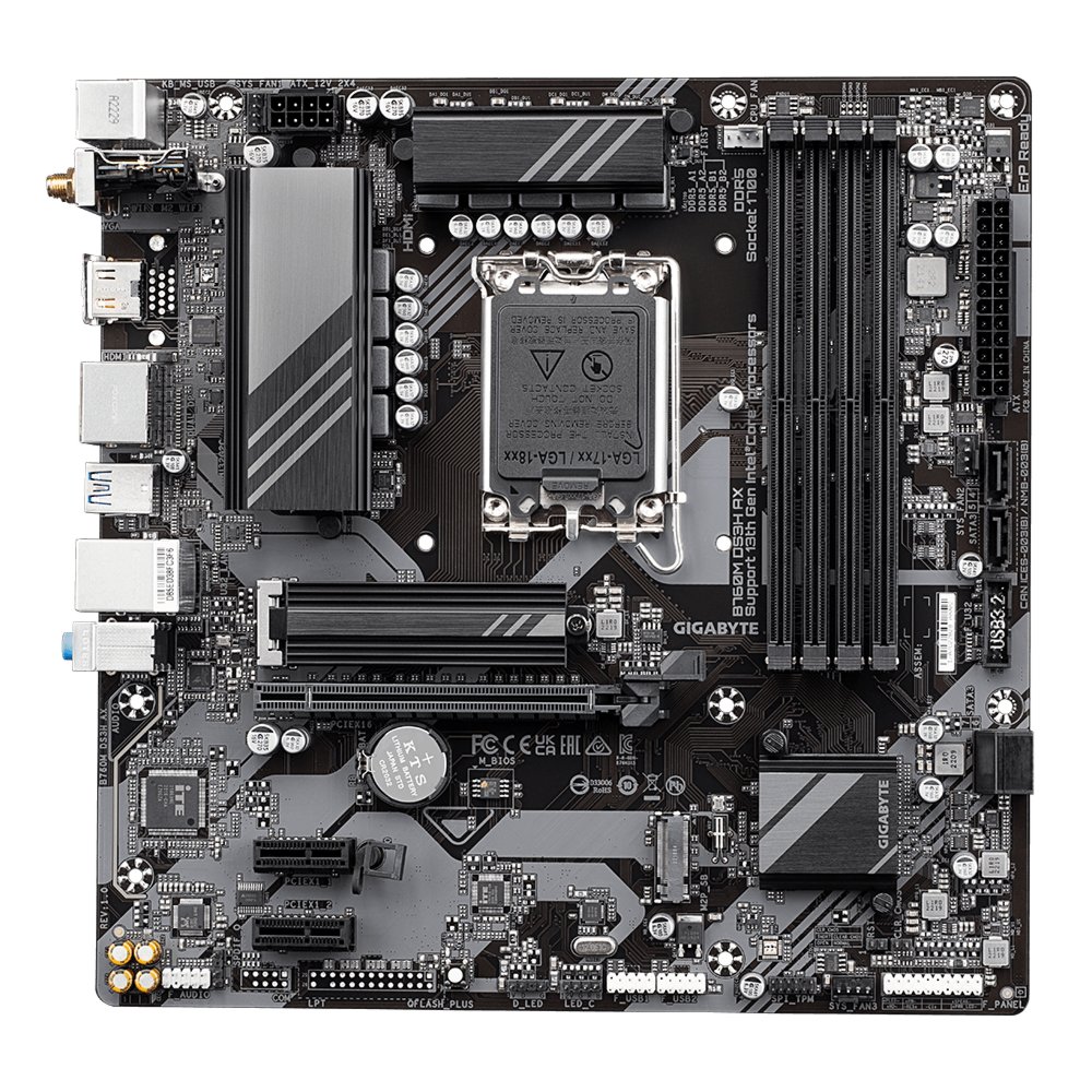 Gigabyte B760M DS3H AX (rev. 1.x) | Socket LGA 1700 | Intel B760 | 4xDDR5 | Micro-ATX | Moederbord 2 Gigabyte B760M DS3H AX (rev. 1.x) | Socket LGA 1700 | Intel B760 | 4xDDR5 | Micro-ATX | Moederbord - Afbeelding 2