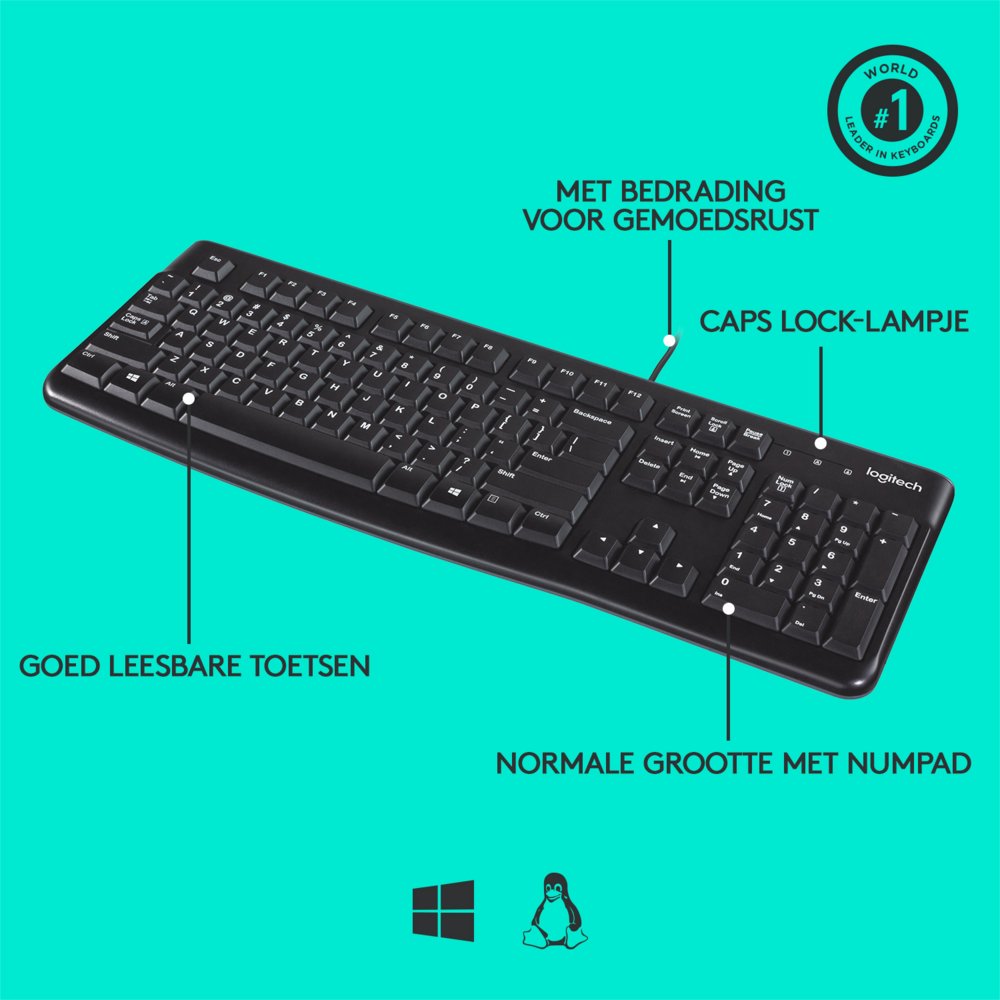 Logitech K120 | Zakelijk Bedraad Toetsenbord | QWERTY 12 Logitech K120 | Zakelijk Bedraad Toetsenbord | QWERTY - Afbeelding 12