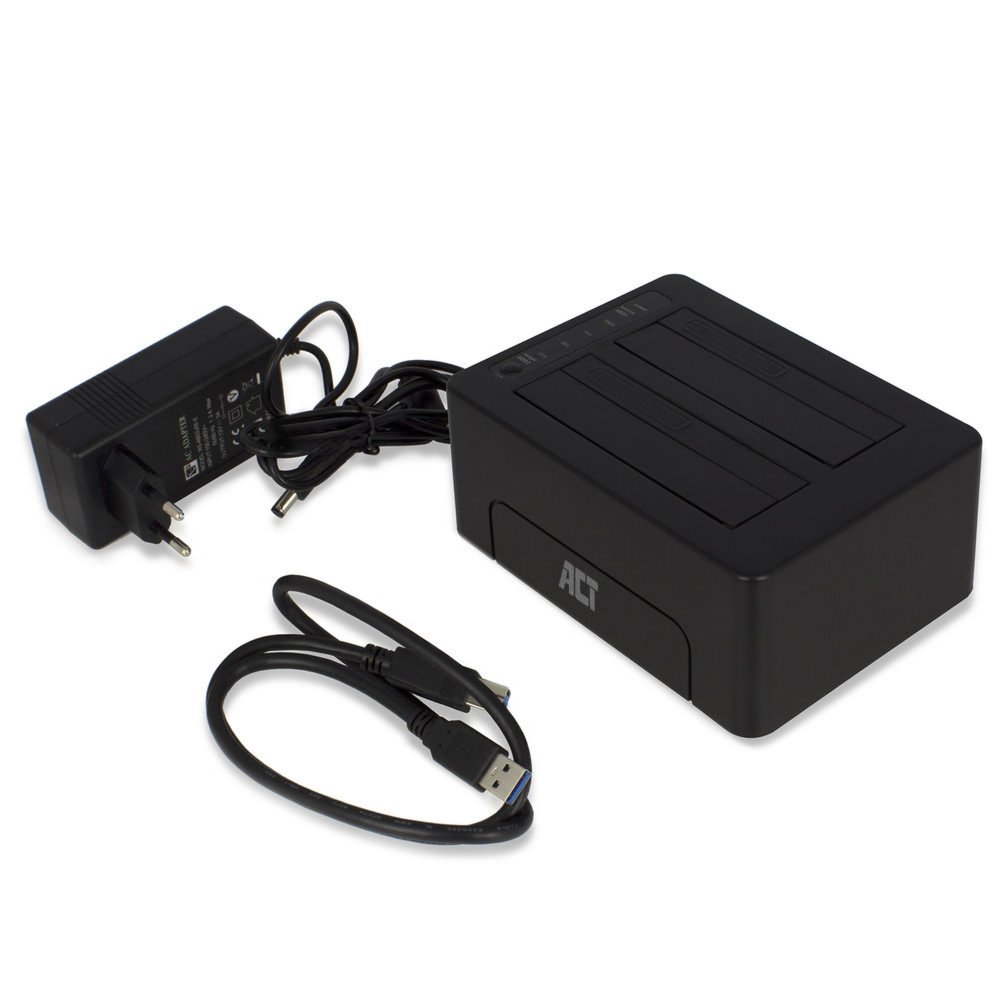 ACT AC1504 | Dual SATA Docking Station | 2,5" & 3,5" HDD/SSD | USB 3.2 Gen1 (5 Gbps) 4 ACT AC1504 | Dual SATA Docking Station | 2,5" & 3,5" HDD/SSD | USB 3.2 Gen1 (5 Gbps) - Afbeelding 4
