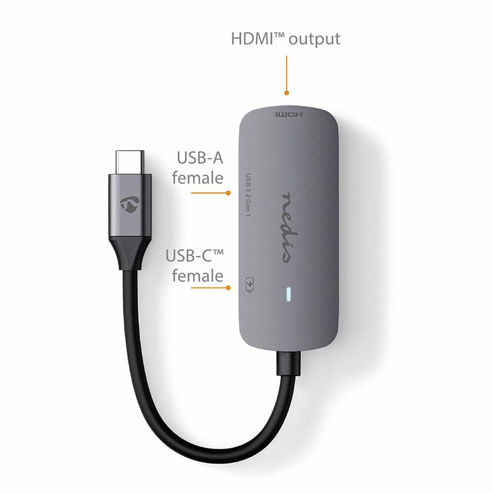 Nedis CCGB64230GY01 | Interface Hub USB 3.2 Gen 1 (3.1 Gen 1) | 1× USB-A + 1× USB-C + 1× HDMI | 5 Gbps | Grijs 8 Nedis CCGB64230GY01 | Interface Hub USB 3.2 Gen 1 (3.1 Gen 1) | 1× USB-A + 1× USB-C + 1× HDMI | 5 Gbps | Grijs - Afbeelding 8