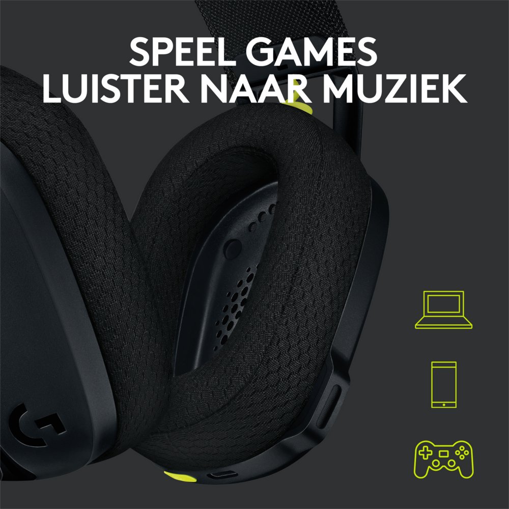 Logitech G435 Wireless Gaming Headset | Bluetooth & Lightspeed | Hoofdband | Zwart 14 Logitech G435 Wireless Gaming Headset | Bluetooth & Lightspeed | Hoofdband | Zwart - Afbeelding 14