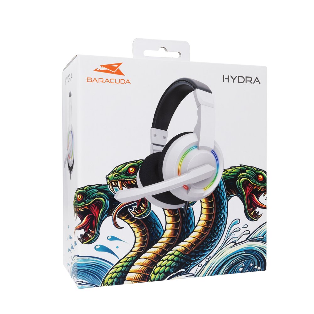 Baracuda HYDRA RGB Rainbow | Gaming Headset 3,5mm & USB | Wit 8 Baracuda HYDRA RGB Rainbow | Gaming Headset 3,5mm & USB | Wit - Afbeelding 8