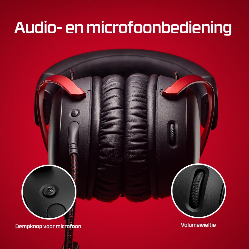 HyperX Cloud III | Bedrade Over-ear Gaming Headset | 3.5mm + USB-A + USB-C | Zwart/Rood 6 HyperX Cloud III | Bedrade Over-ear Gaming Headset | 3.5mm + USB-A + USB-C | Zwart/Rood - Afbeelding 6