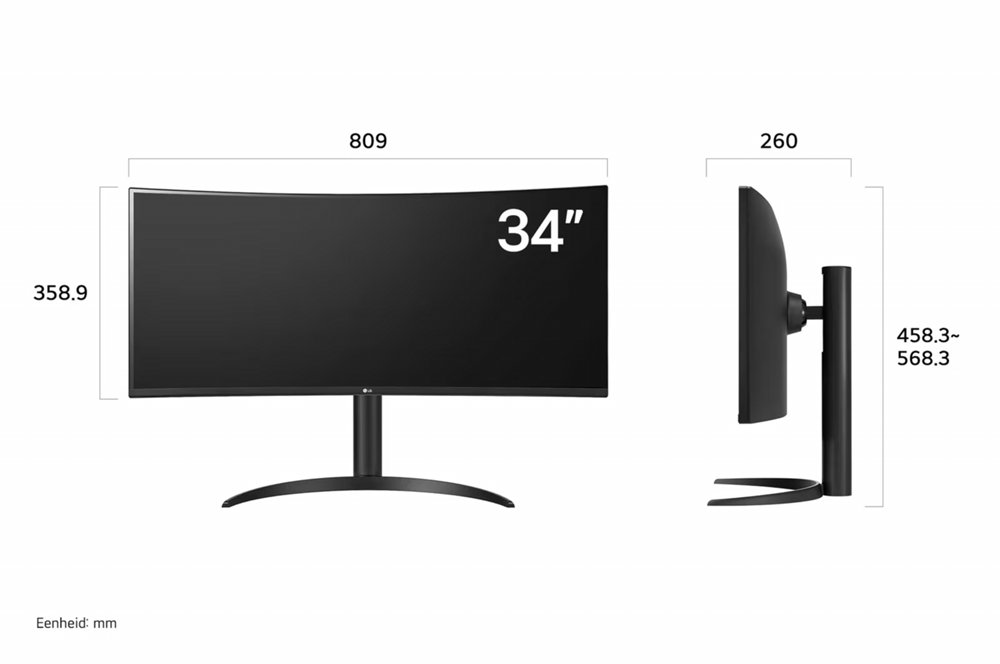 LG 34WR55QK-B | 34" Curved Ultrawide | 3440 x 1440 | Wide Quad HD | Zwart | Power Delivery | USB hub 2 LG 34WR55QK-B | 34" Curved Ultrawide | 3440 x 1440 | Wide Quad HD | Zwart | Power Delivery | USB hub - Afbeelding 2