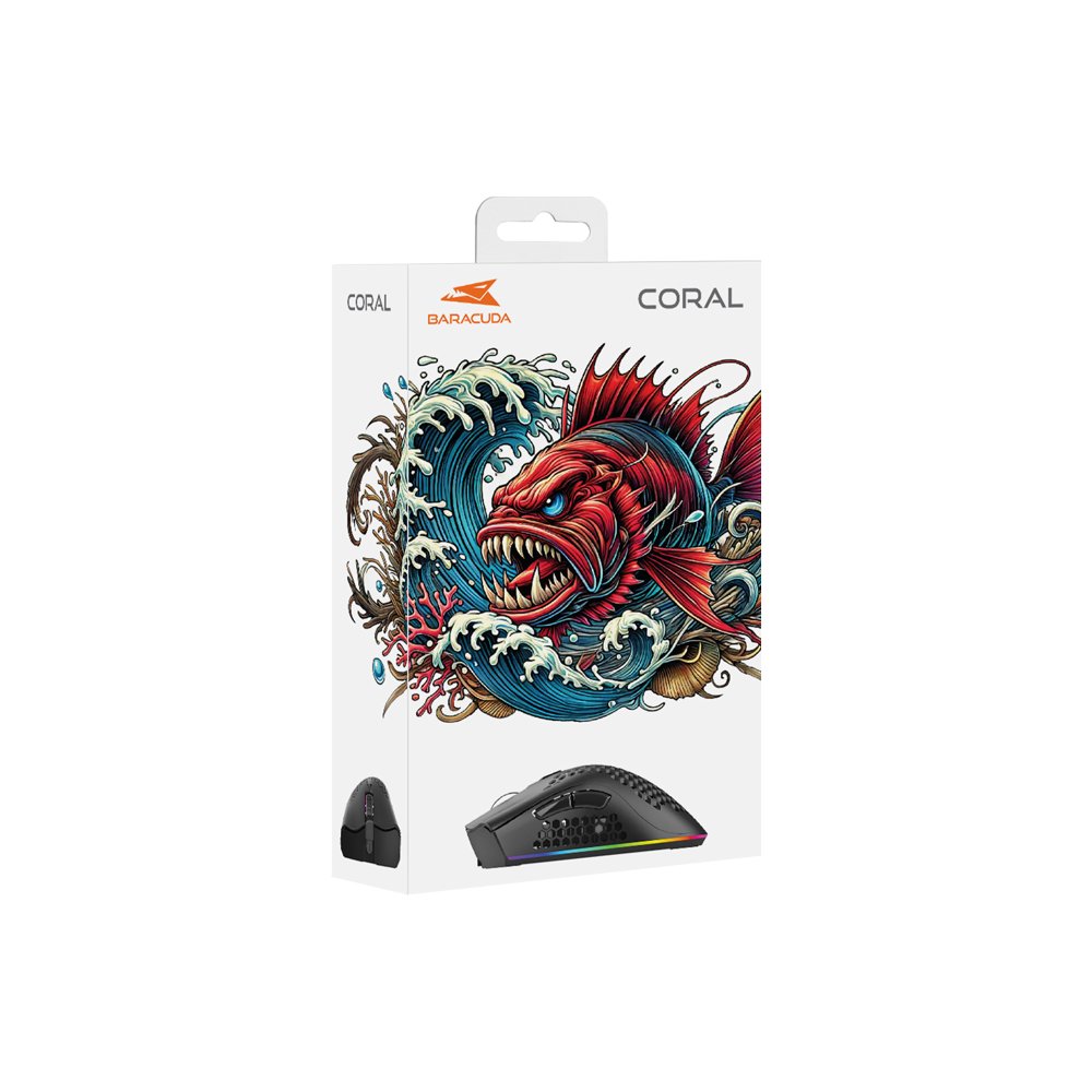Baracuda CORAL RGB | Bedrade Gaming Muis | USB-A | 12800 DPI | Zwart 5 Baracuda CORAL RGB | Bedrade Gaming Muis | USB-A | 12800 DPI | Zwart - Afbeelding 5
