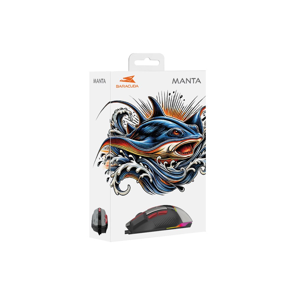 Baracuda MANTA RGB | Bekabelde Gaming Muis | Rechtshandig | USB-A | 12800 DPI | Grijs 6 Baracuda MANTA RGB | Bekabelde Gaming Muis | Rechtshandig | USB-A | 12800 DPI | Grijs - Afbeelding 6