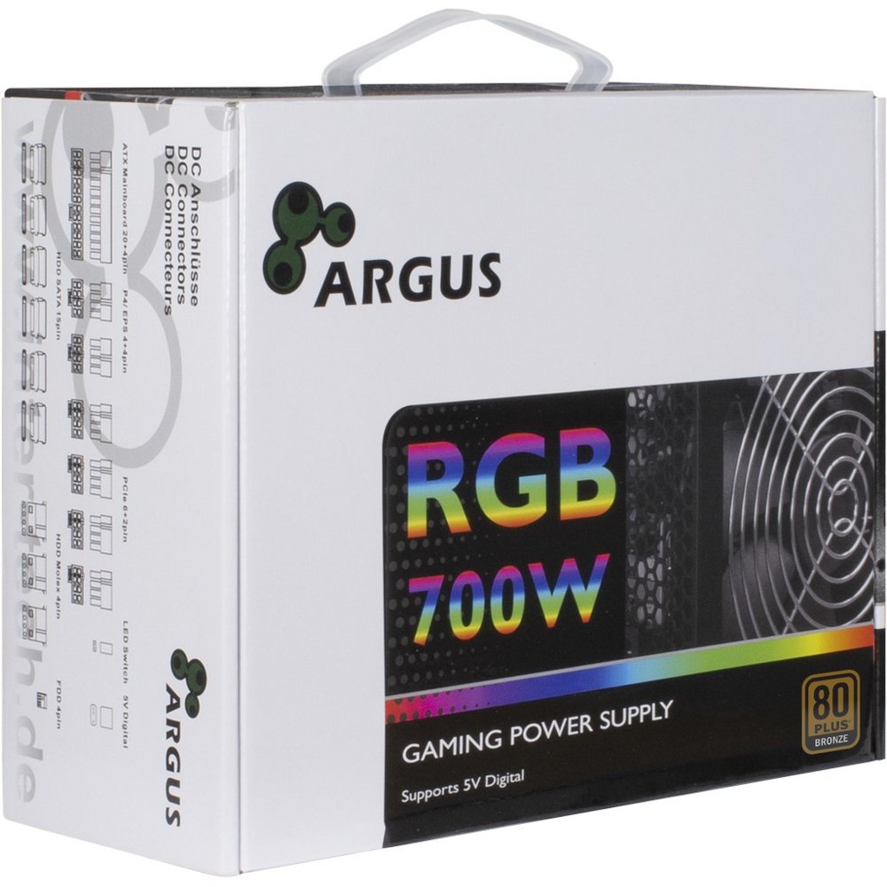 Inter-Tech Argus RGB-700W II | 700 Watt Bronze ATX PSU | Power Supply | Voeding 3 Inter-Tech Argus RGB-700W II | 700 Watt Bronze ATX PSU | Power Supply | Voeding - Afbeelding 3