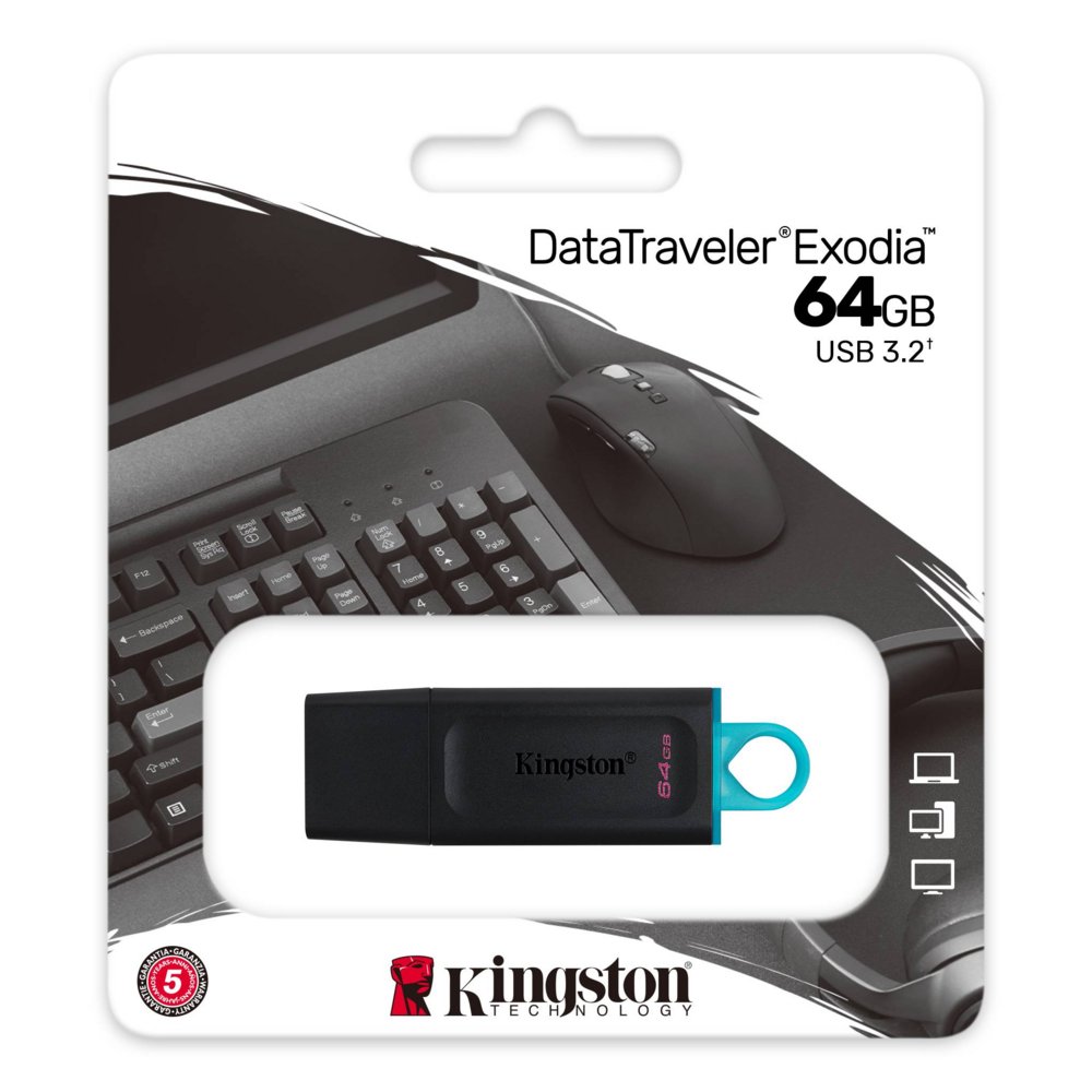 Kingston DataTraveler Exodia | 64GB USB-A 3.2 Flash Drive | Zwart 3 Kingston DataTraveler Exodia | 64GB USB-A 3.2 Flash Drive | Zwart - Afbeelding 3