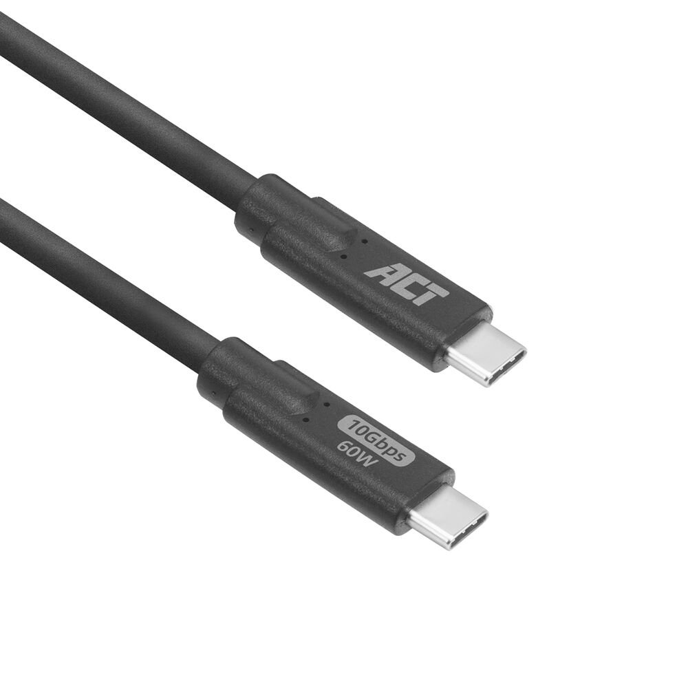 ACT AC7443 | USB 3.2 Kabel | 10Gbps | 60W | USB-C naar USB-C | 3m | Zwart 1 ACT AC7443 | USB 3.2 Kabel | 10Gbps | 60W | USB-C naar USB-C | 3m | Zwart